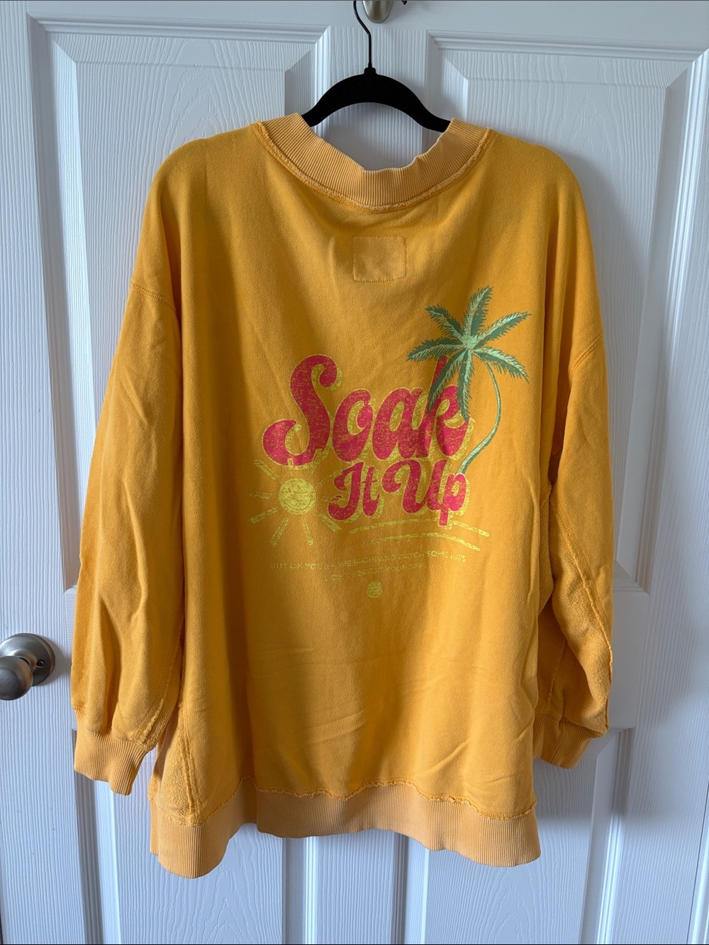 aerie women’s Washed Blue Quarter-snap Sweatshirt and Yellow V-neck sweatshirt - Picture 5 of 9